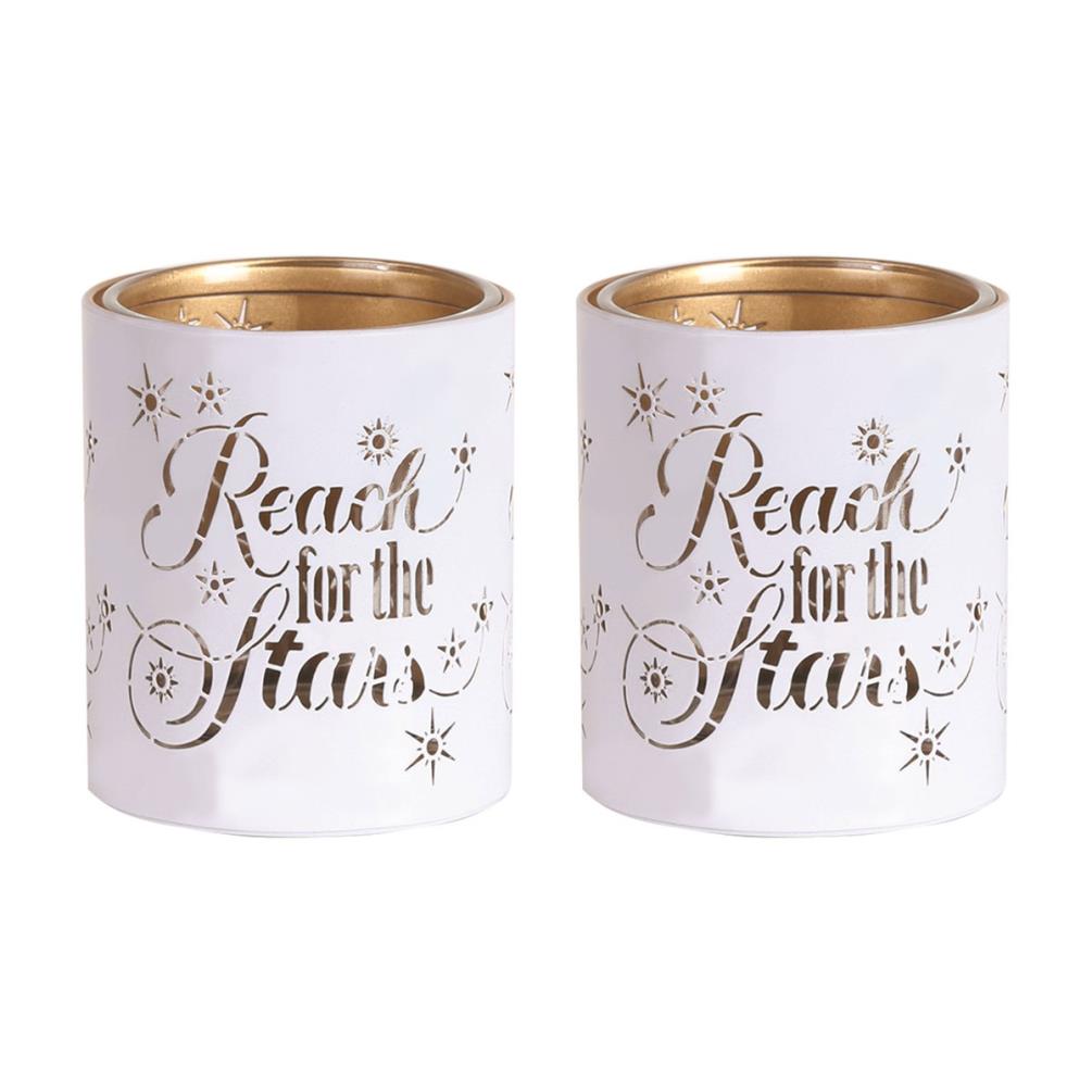 Aroma White & Gold Reach for the Stars 2 Tealight & Votive Holder Set Extra Image 1